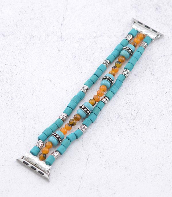 <font color=BLUE>WATCH BAND/ GIFT ITEMS</font> :: SMART WATCH BAND :: Wholesale Western Turquoise Semi Stone Watch Band