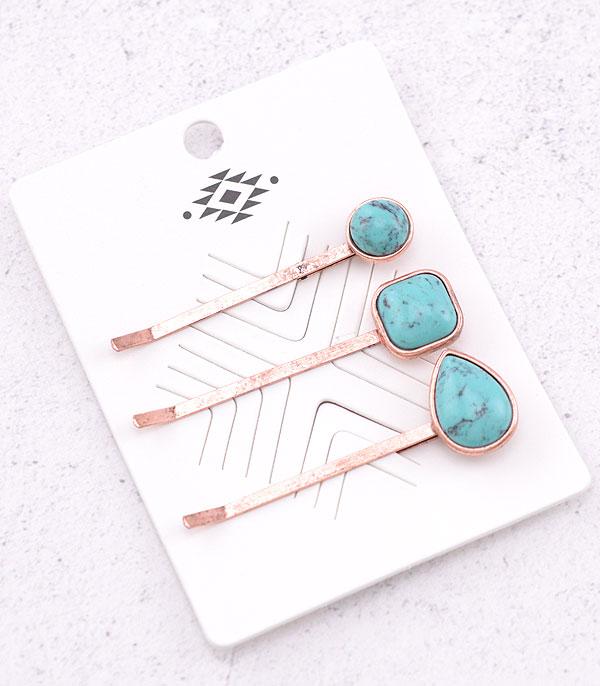 New Arrival :: Wholesale Western Turquoise Bobby Pin Set