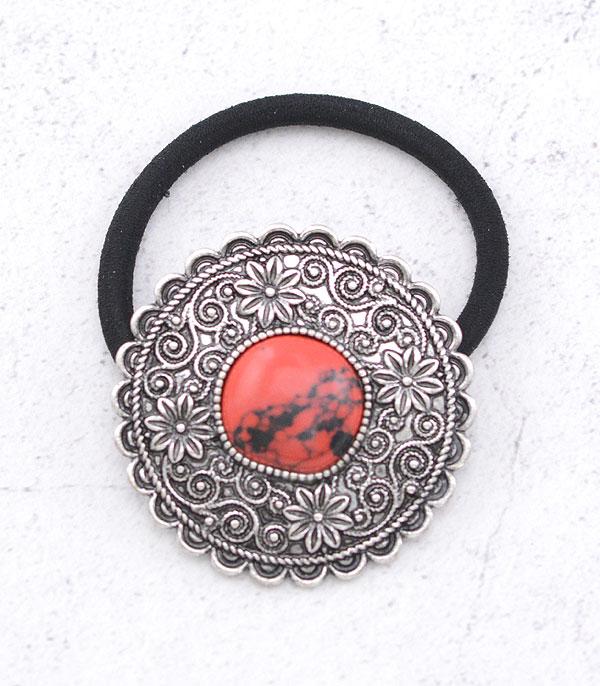 HATS I HAIR ACC :: HAIR ACCESSORIES :: Wholesale Western Semi Stone Ponytail Hair Tie