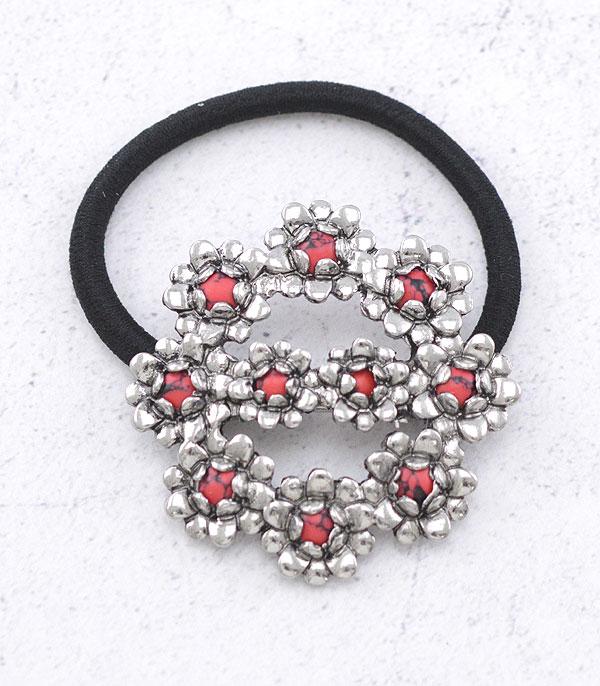 HATS I HAIR ACC :: HAIR ACCESSORIES :: Wholesale Western Semi Stone Ponytail Hair Tie