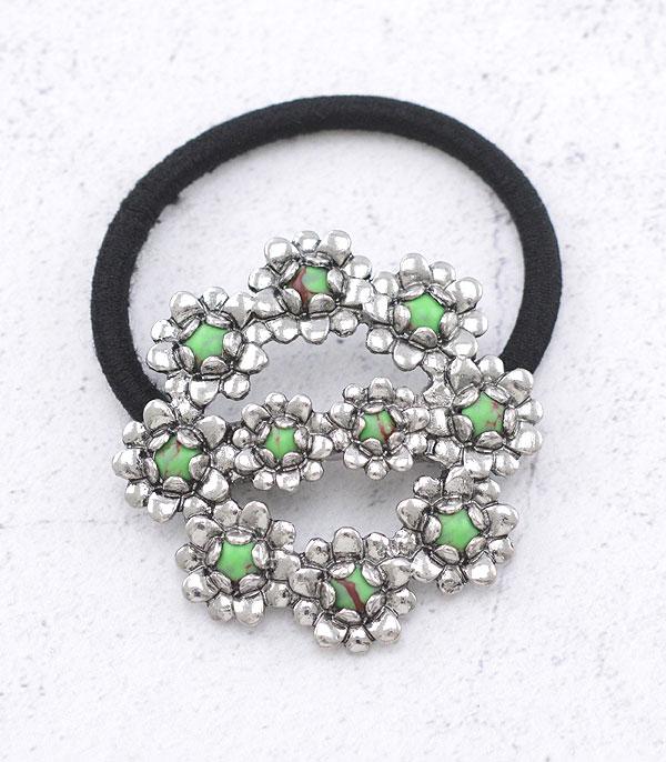 HATS I HAIR ACC :: HAIR ACCESSORIES :: Wholesale Western Semi Stone Ponytail Hair Tie