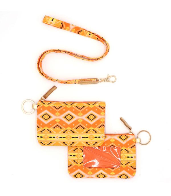 HANDBAGS :: WALLETS | SMALL ACCESSORIES :: Wholesale Aztec Print ID Wallet Lanyard