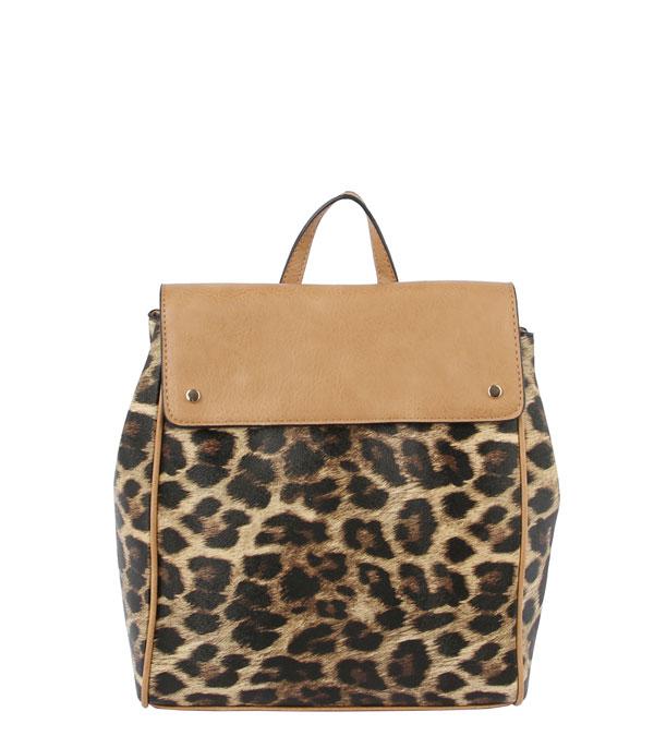 New Arrival :: Wholesale Leopard Print Convertible Backpack 