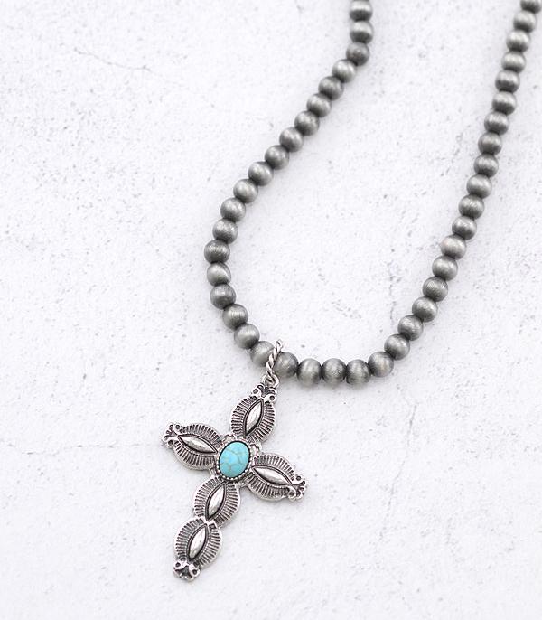 New Arrival :: Wholesale Cross Pendant Navajo Bead Necklace