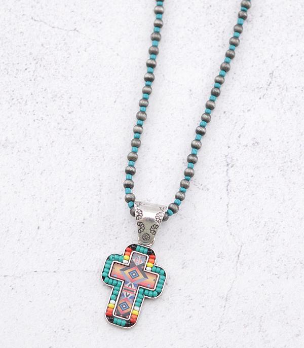 New Arrival :: Wholesale Western Seed Bead Cross Necklace