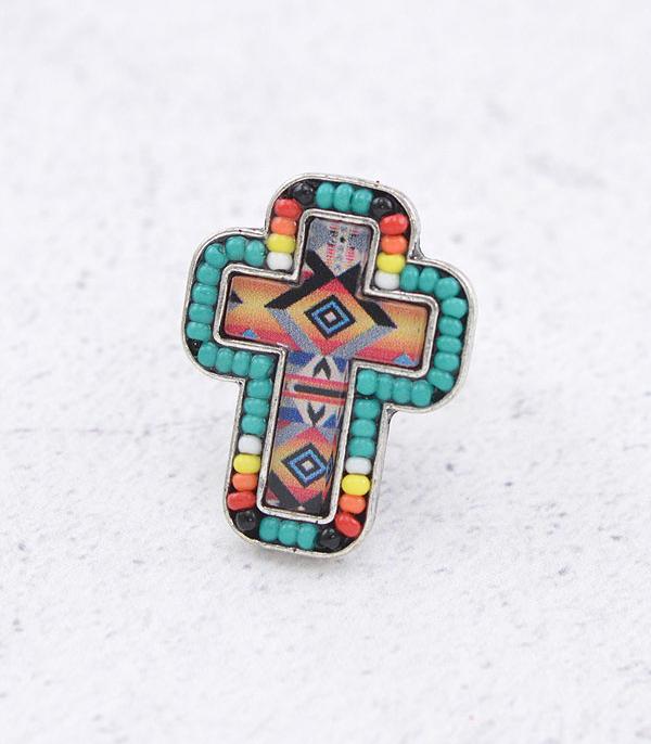 RINGS :: Wholesale Aztec Seed Bead Cross Ring