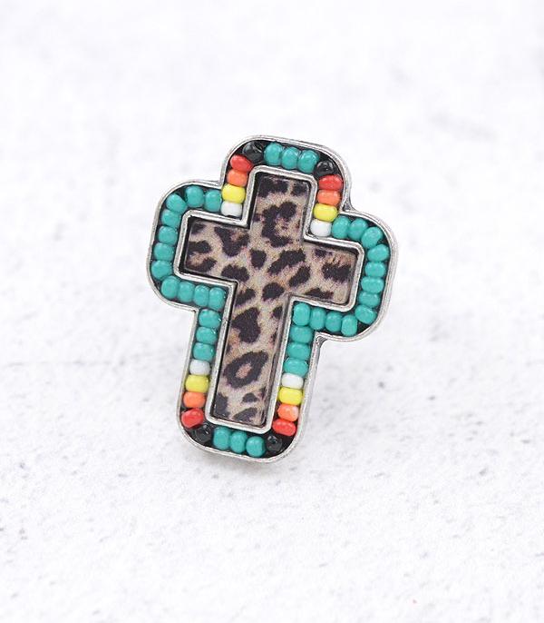 New Arrival :: Wholesale Leopard Seed Bead Cross Ring