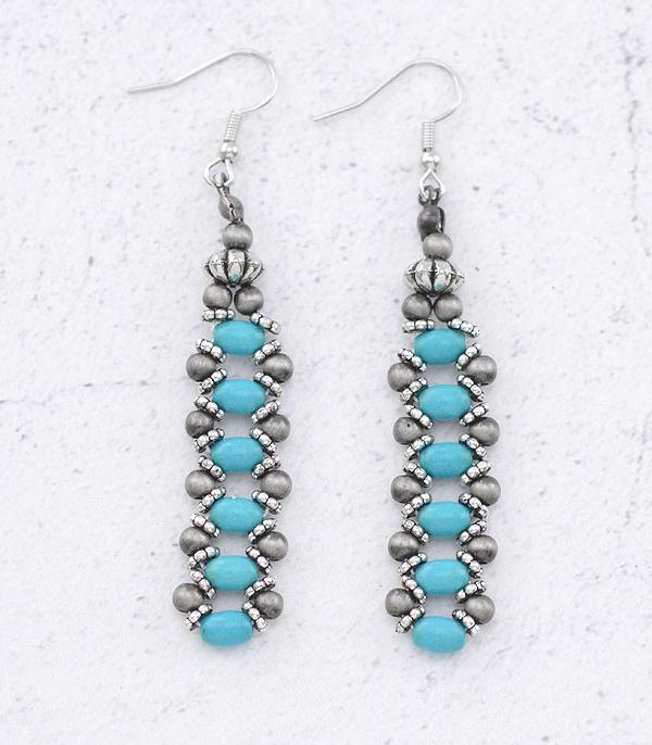 New Arrival :: Wholesale Turquoise Semi Stone Drop Earrings