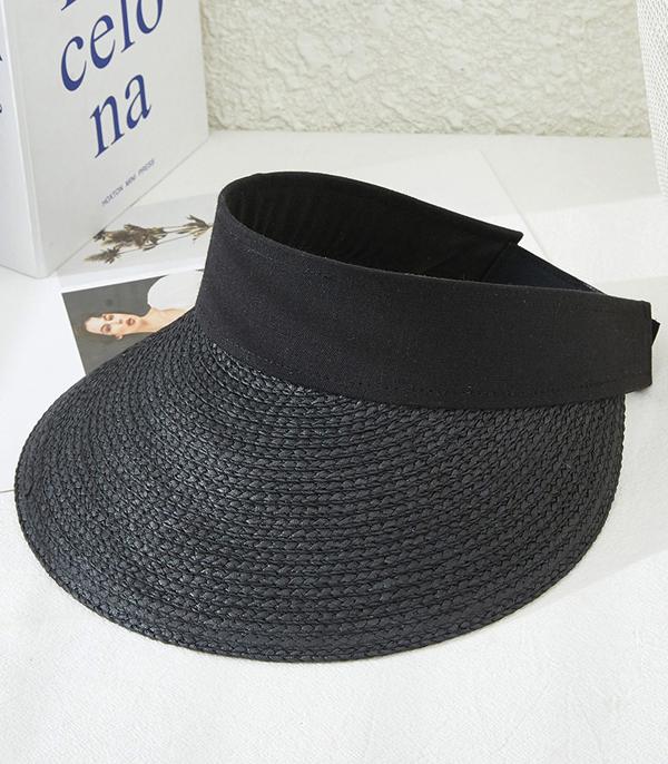 HATS I HAIR ACC :: VISOR I SOLID :: Wholesale Womens Summer Straw Visor