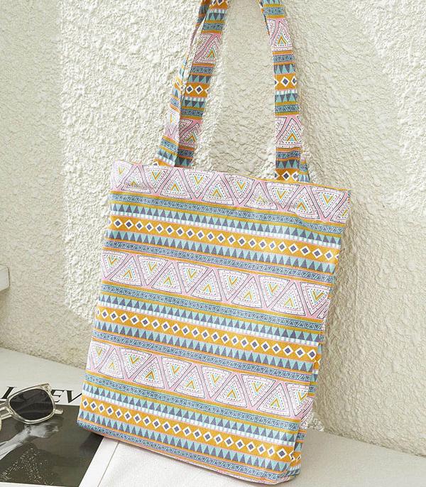 HANDBAGS :: FASHION :: Wholesale Boho Aztec Print Canvas Tote