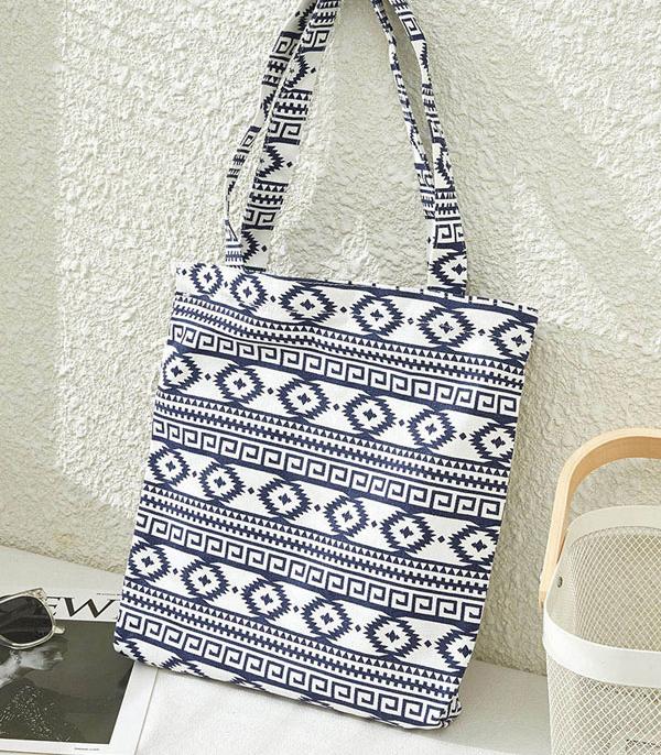 HANDBAGS :: FASHION :: Wholesale Boho Aztec Print Canvas Tote