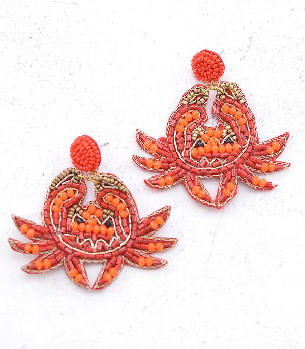 EARRINGS :: TRENDY EARRINGS :: Wholesale Seed Bead Crab Earrings