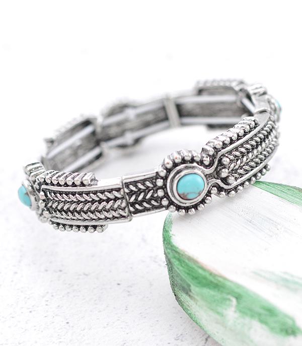 BRACELETS :: STRETCH :: Wholesale Western Turquoise Semi Stone Bracelet