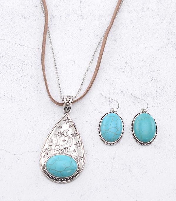 New Arrival :: Wholesale Western Turquoise Teardrop Necklace Set
