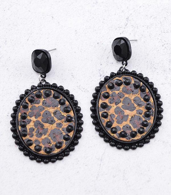 New Arrival :: Wholesale Leopard Print Bling Stone Dangle Earring