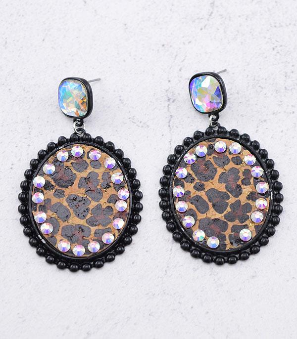 New Arrival :: Wholesale Leopard Print Glass Stone Earrings