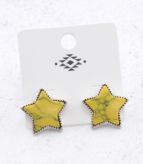 EARRINGS :: POST EARRINGS :: Wholesale Turquoise Semi Stone Star Earrings