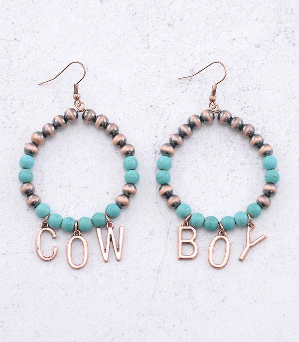 EARRINGS :: WESTERN HOOK EARRINGS :: Wholesale Western Cowboy Letter Hoop Earrings