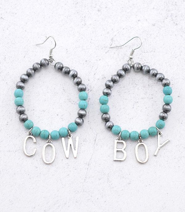 EARRINGS :: WESTERN HOOK EARRINGS :: Wholesale Western Cowboy Letter Hoop Earrings