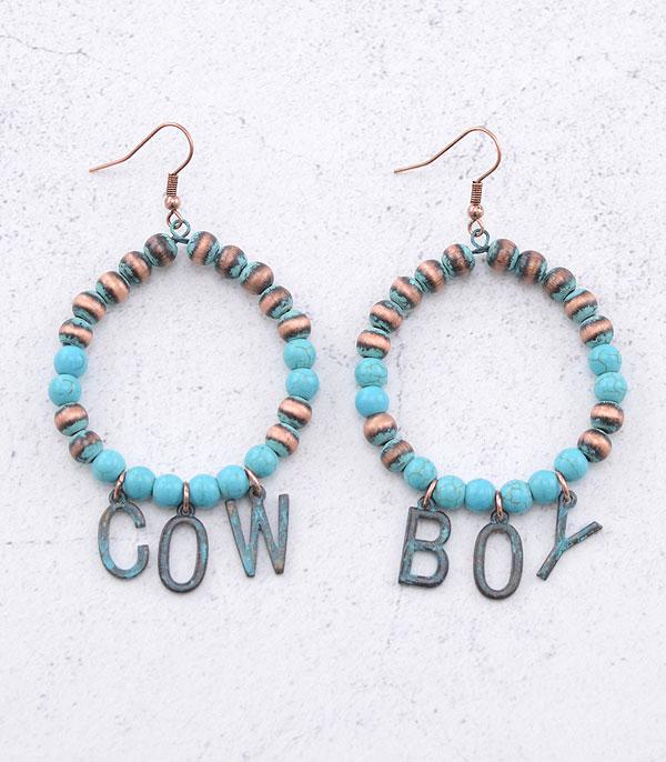 EARRINGS :: WESTERN HOOK EARRINGS :: Wholesale Western Cowboy Letter Hoop Earrings