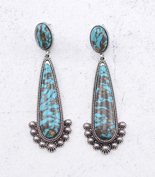 New Arrival :: Wholesale Western Turquoise Semi Stone Earrings