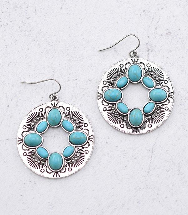 EARRINGS :: WESTERN HOOK EARRINGS :: Wholesale Western Cut Out Circle Earrings