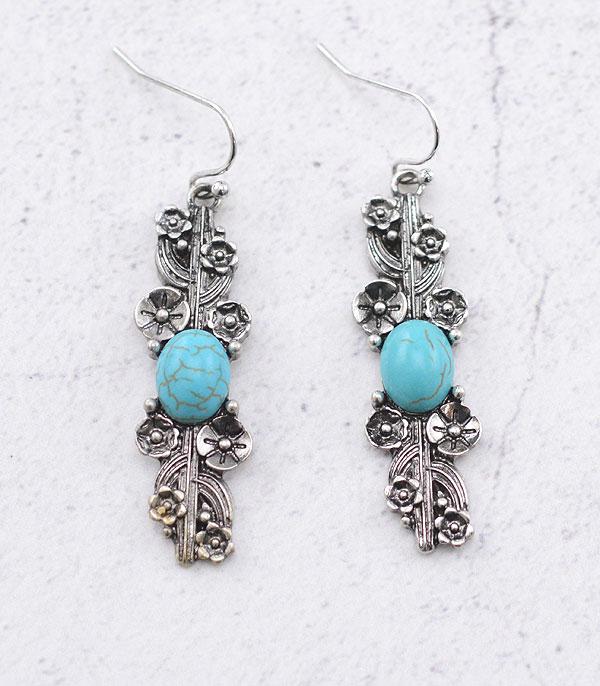 EARRINGS :: WESTERN HOOK EARRINGS :: Wholesale Western Turquoise Semi Stone Earrings