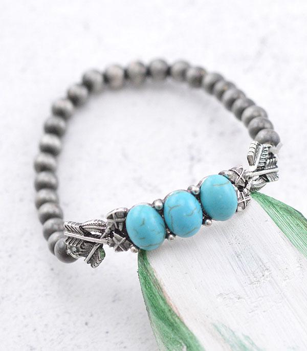 BRACELETS :: STRETCH-BEAD :: Wholesale Western Turquoise Navajo Bead Bracelet 