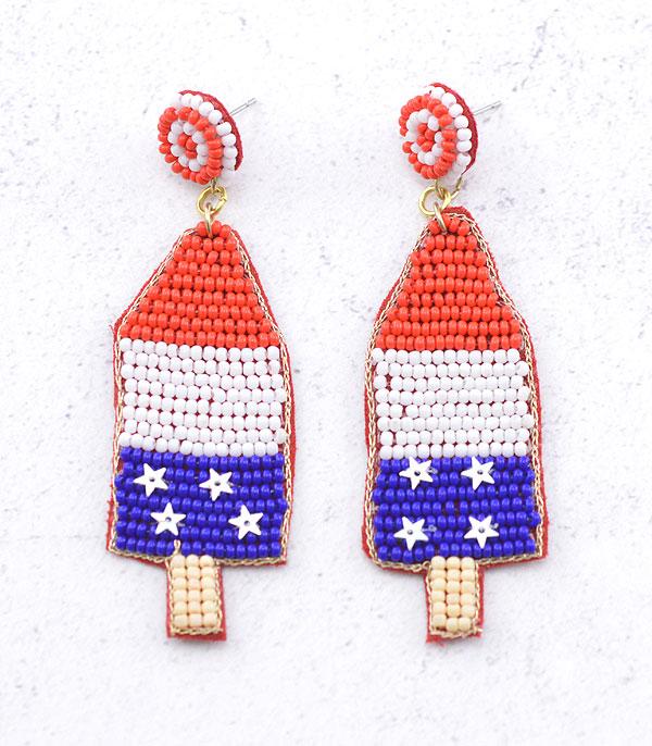EARRINGS :: TRENDY EARRINGS :: Wholesale USA Seed Bead Popsicle Earrings
