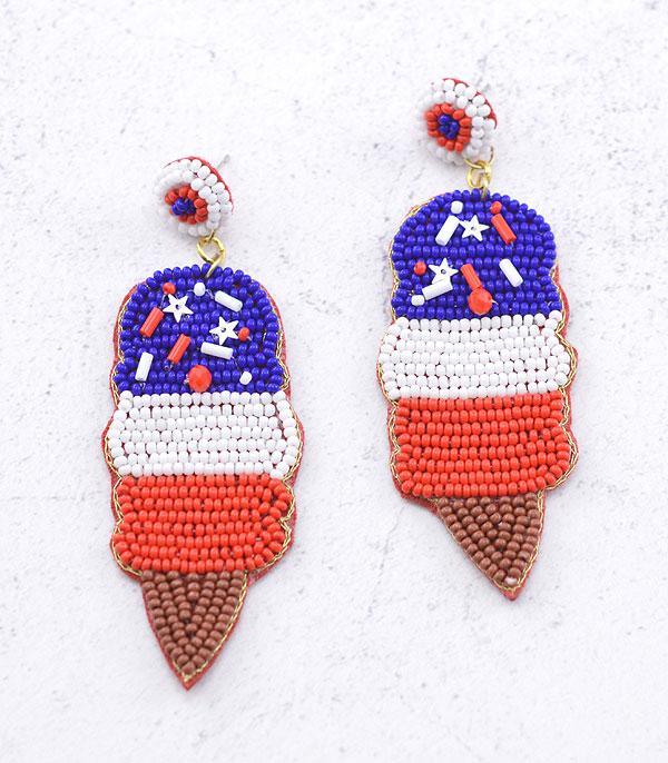 EARRINGS :: TRENDY EARRINGS :: Wholesale USA Seed Bead Ice Cream Earrings