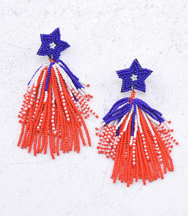 New Arrival :: Wholesale Seed Bead USA Star Earrings