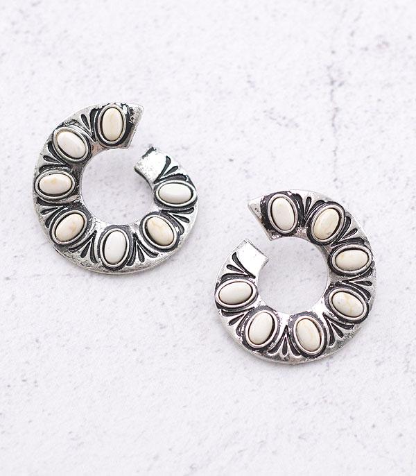 EARRINGS :: POST EARRINGS :: Wholesale Western Texture Curved Hoop Earrings