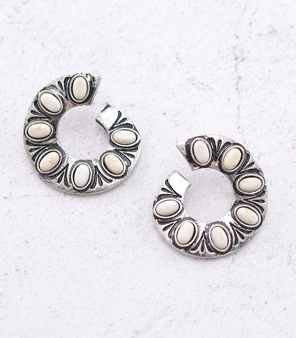 EARRINGS :: POST EARRINGS :: Wholesale Western Texture Curved Hoop Earrings