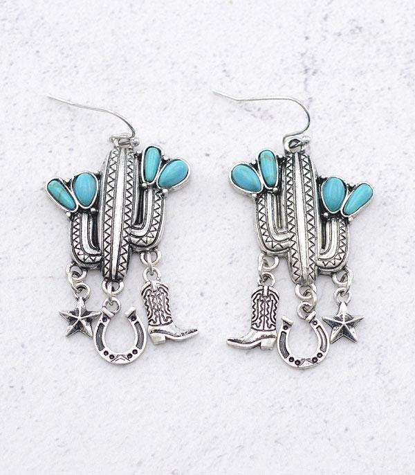 New Arrival :: Wholesale Western Cactus Charm Earrings