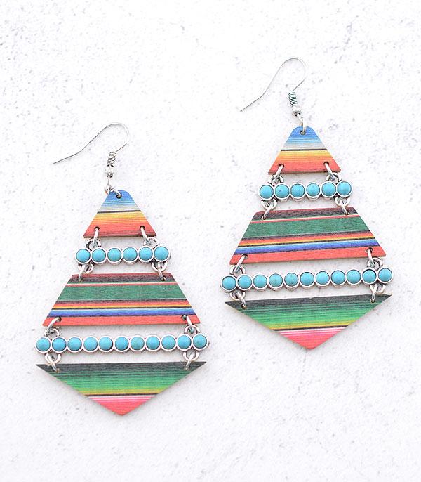 EARRINGS :: TRENDY EARRINGS :: Wholesale Serape Print Wooden Earrings