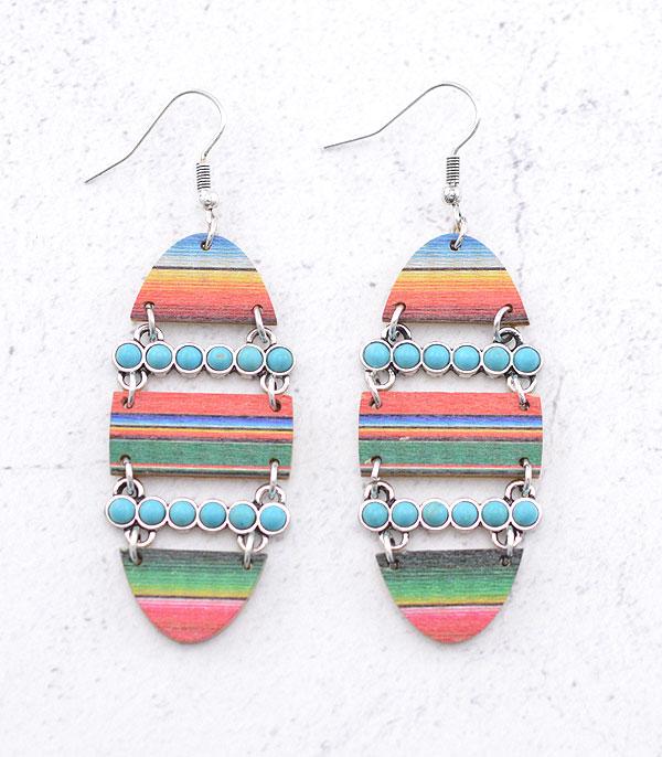 EARRINGS :: TRENDY EARRINGS :: Wholesale Serape Print Wooden Earrings