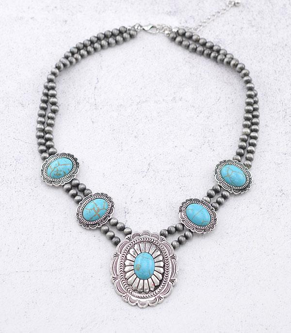 <font color=Turquoise>TURQUOISE JEWELRY</font> :: Wholesale Western Turquoise Concho Necklace 
