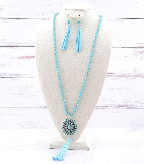 New Arrival :: Wholesale Turquoise Concho Pendant Necklace