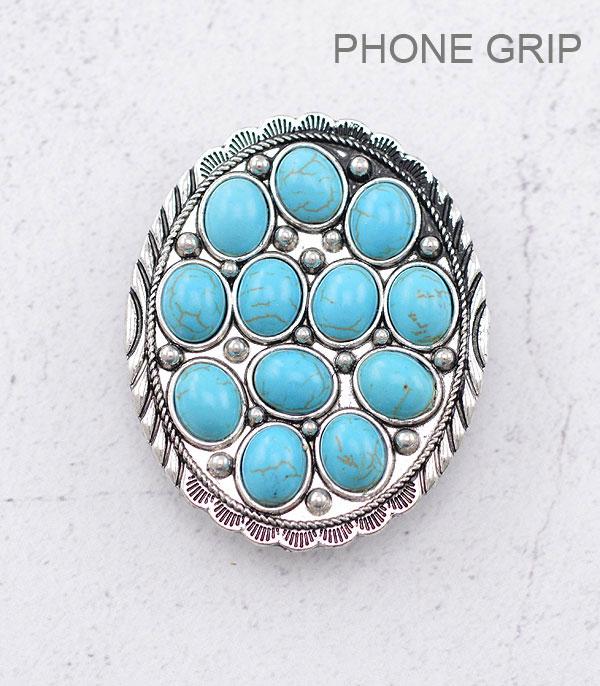 PHONE ACCESSORIES :: Wholesale Turquoise Semi Stone Concho Phone Grip