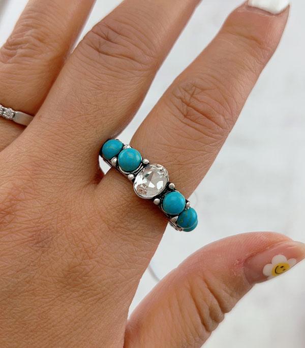 RINGS :: Wholesale Turquoise Semi Stone Band Ring