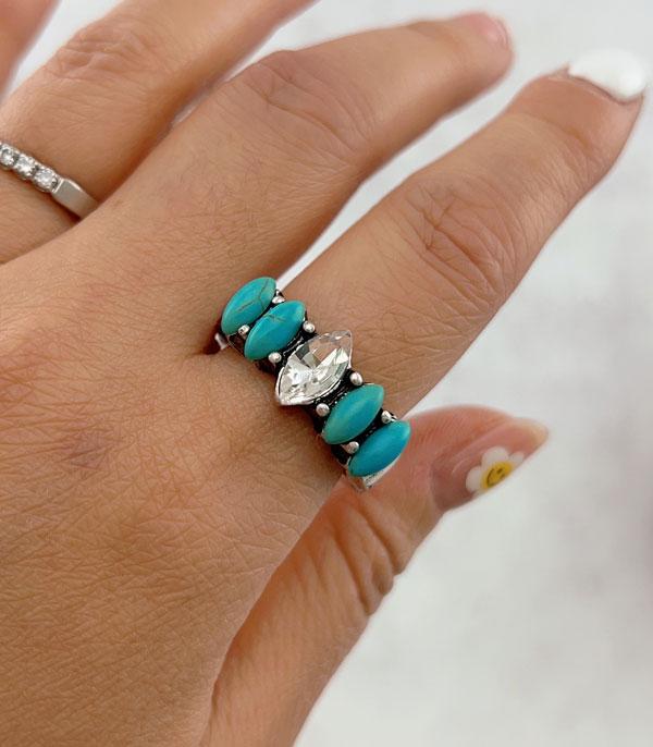 New Arrival :: Wholesale Western Turquoise Band Stretch Ring