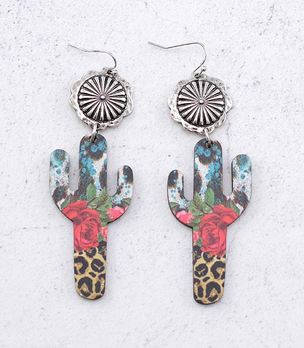 New Arrival :: Wholesale Tipi Floral Leopard Print Cactus Earring