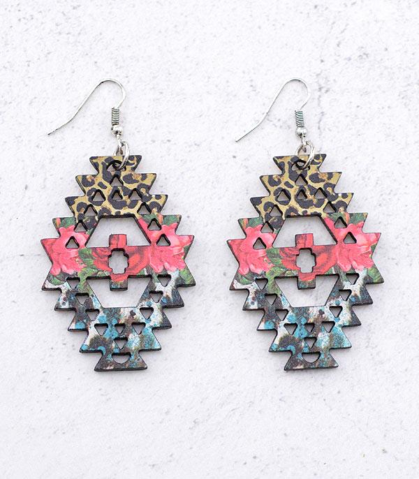 New Arrival :: Wholesale Tipi Aztec Cut-Out Wooden Earrings