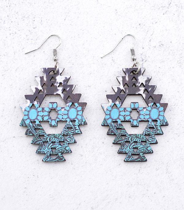 New Arrival :: Wholesale Tipi Aztec Cut-Out Wooden Earrings