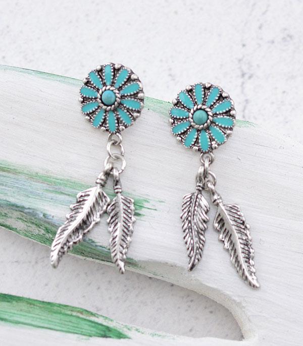 <font color=Turquoise>TURQUOISE JEWELRY</font> :: Wholesale Turquoise Semi Stone Concho Earrings