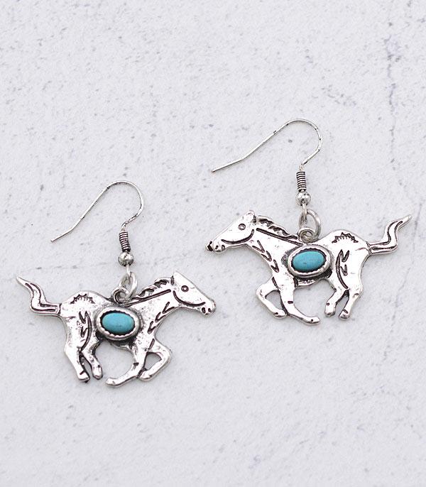 EARRINGS :: WESTERN HOOK EARRINGS :: Wholesale Western Running Horse Earrings