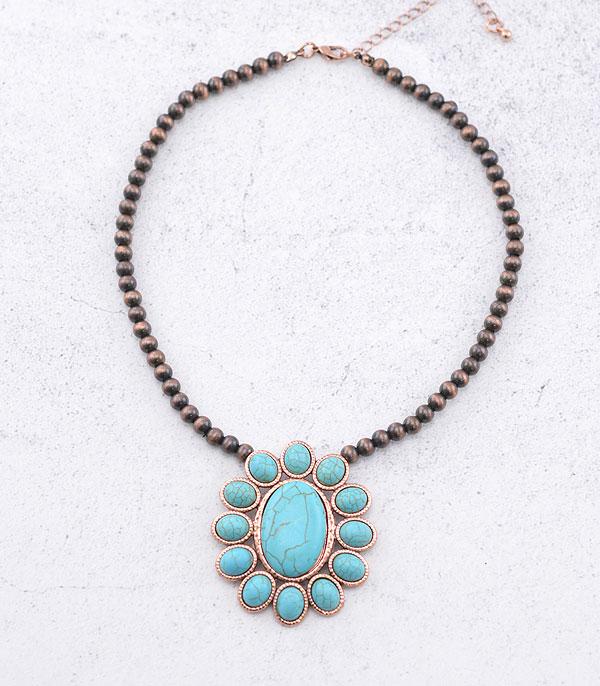 New Arrival :: Wholesale Western Turquoise Concho Necklace 