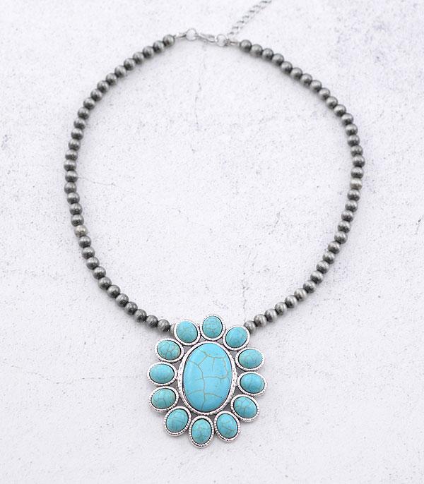 New Arrival :: Wholesale Western Turquoise Concho Necklace 