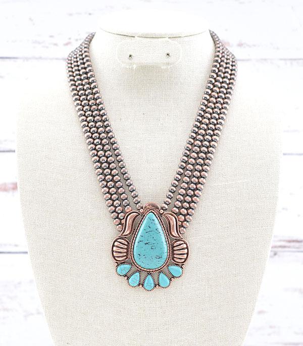 NECKLACES :: WESTERN TREND :: Wholesale Western Semi Stone Multi Strand Necklace