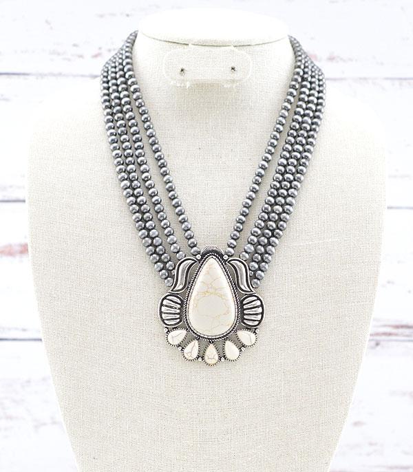 New Arrival :: Wholesale Western Semi Stone Layered Necklace